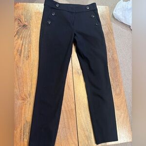 LOFT Skinny Jeans Black Ankle Pants with Button Detail